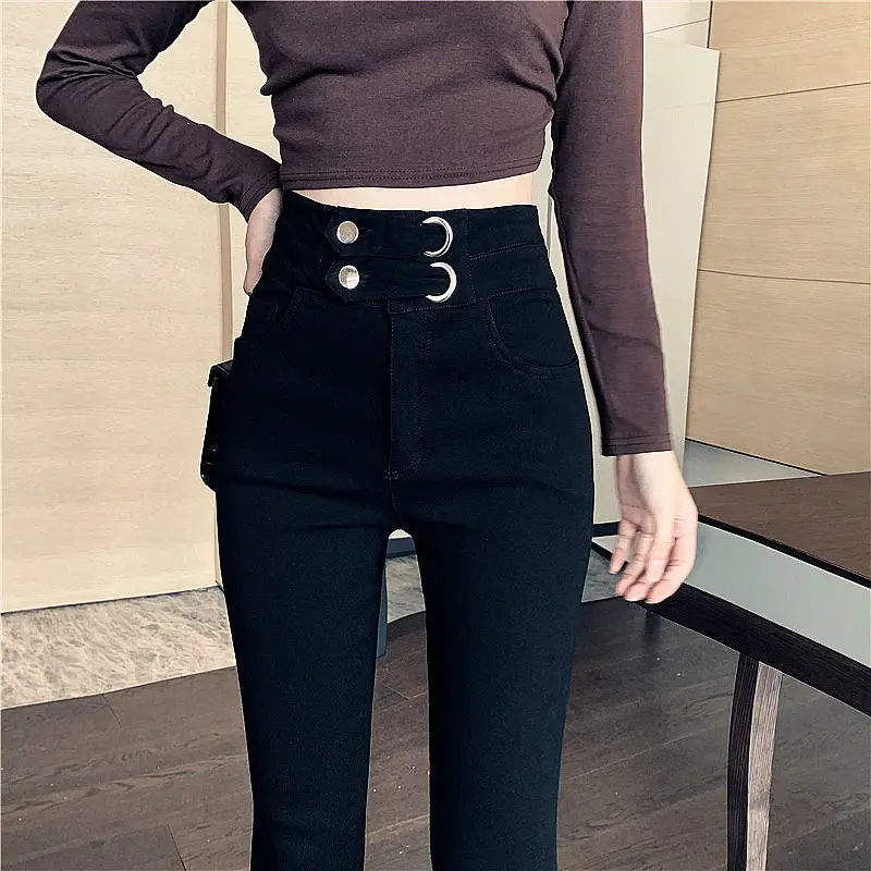 

Slim Fit High Waist Nine Points Denim Pants Women's Sle Spring Autumn Faion Korean Version Versatile Slimming Pencil Pants