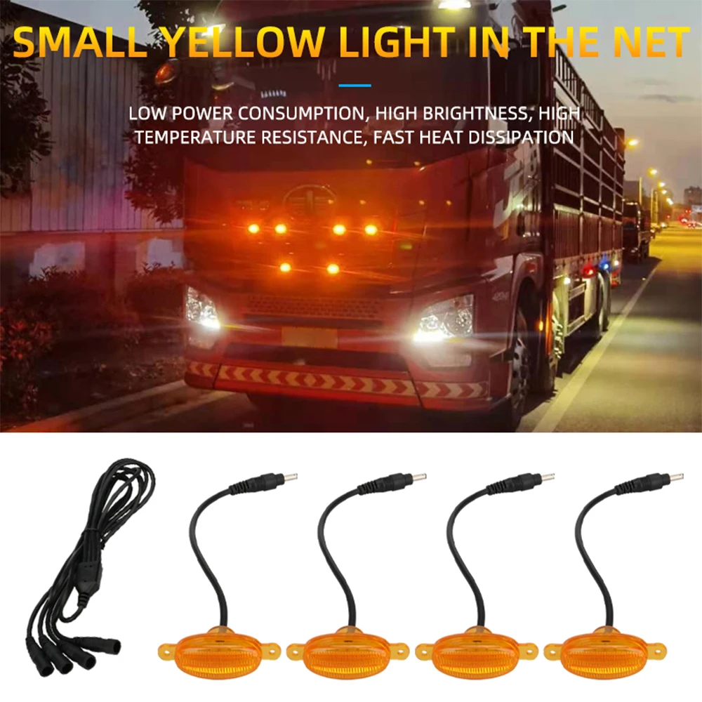 

4pcs Pickup truck Grille Warning Beacon light Headlamps Decorative lamp Car Daytime running lamp Signal light 12V 24V yellow red