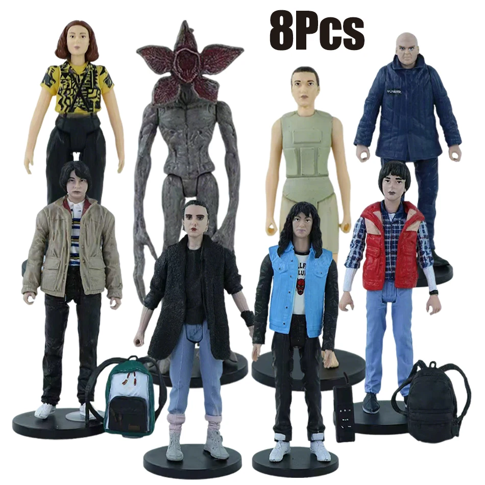 8 estilos figura extraño once Dustin Barb Steve Demogorgon figuras de acción juguetes cosas con caja