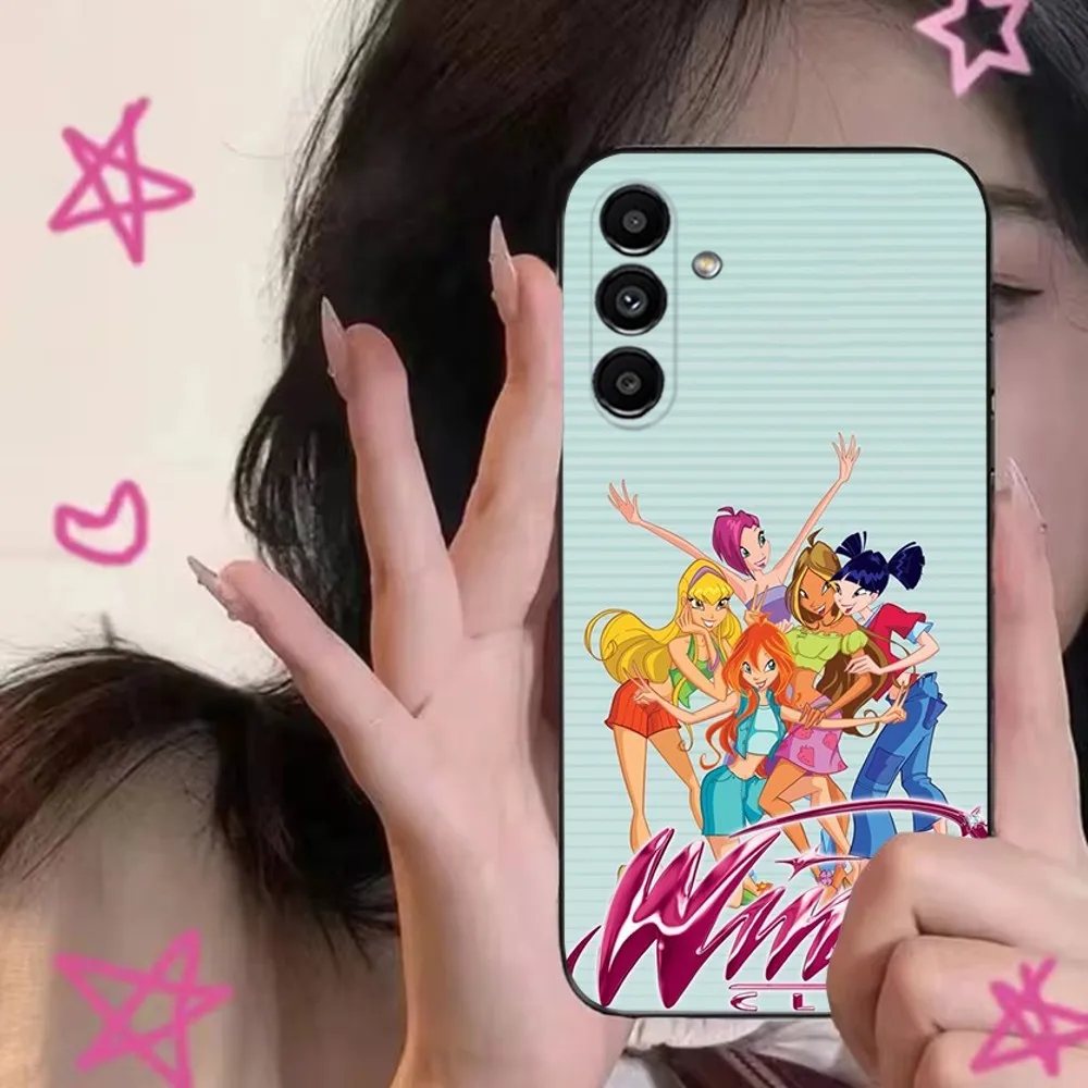 Girl Winx Clubs  Phone Case For Samsung S24,S21,S22,S23,S30,Ultra,S20,Plus,Fe,Lite,Note,10,9,5G Black Soft Cover