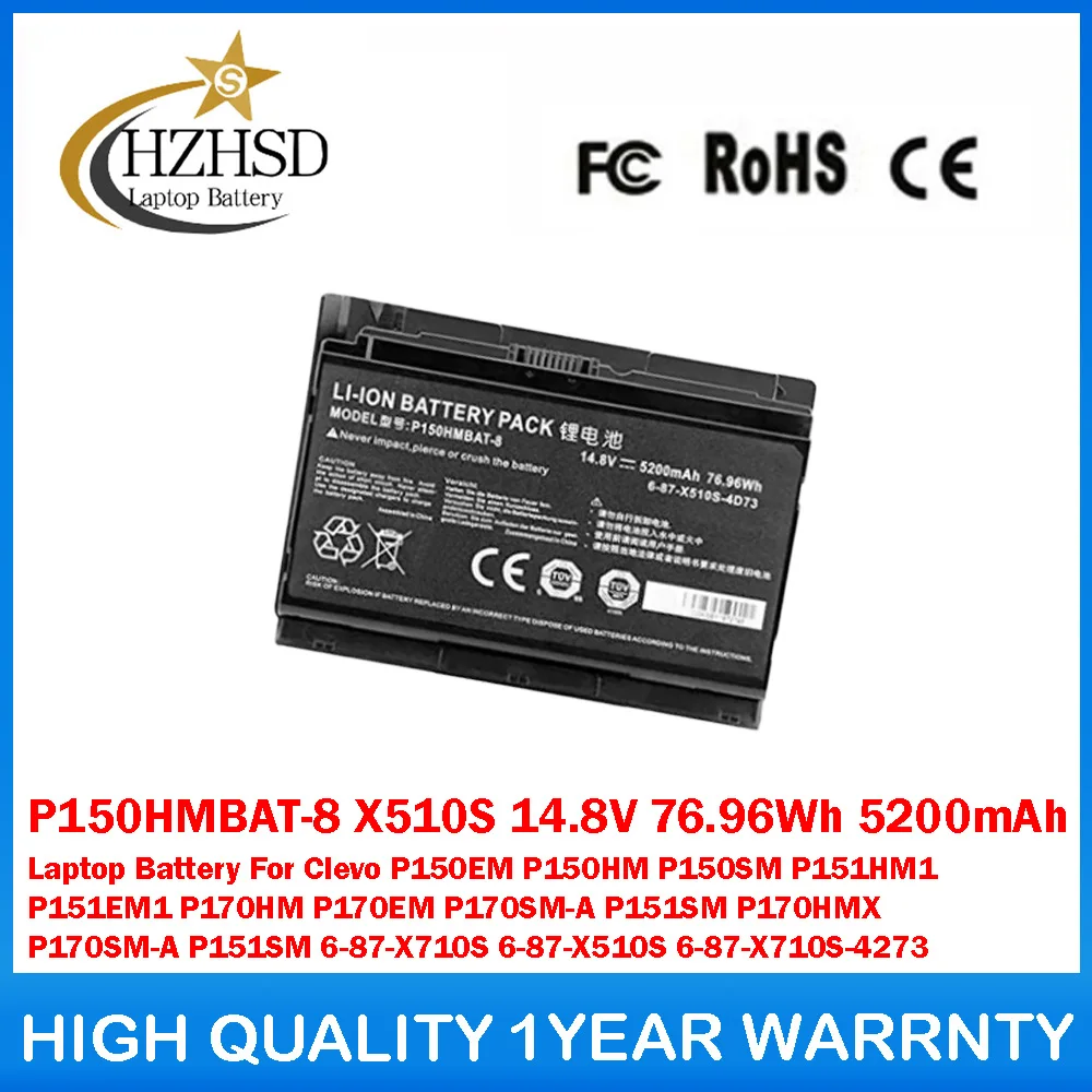 

P150HMBAT-8 X510S 14.8V 76.96Wh 5200mAh Laptop Battery For Clevo P150EM P150HM P150SM P151HM1 P151EM1 P170HM P170EM P170SM-A