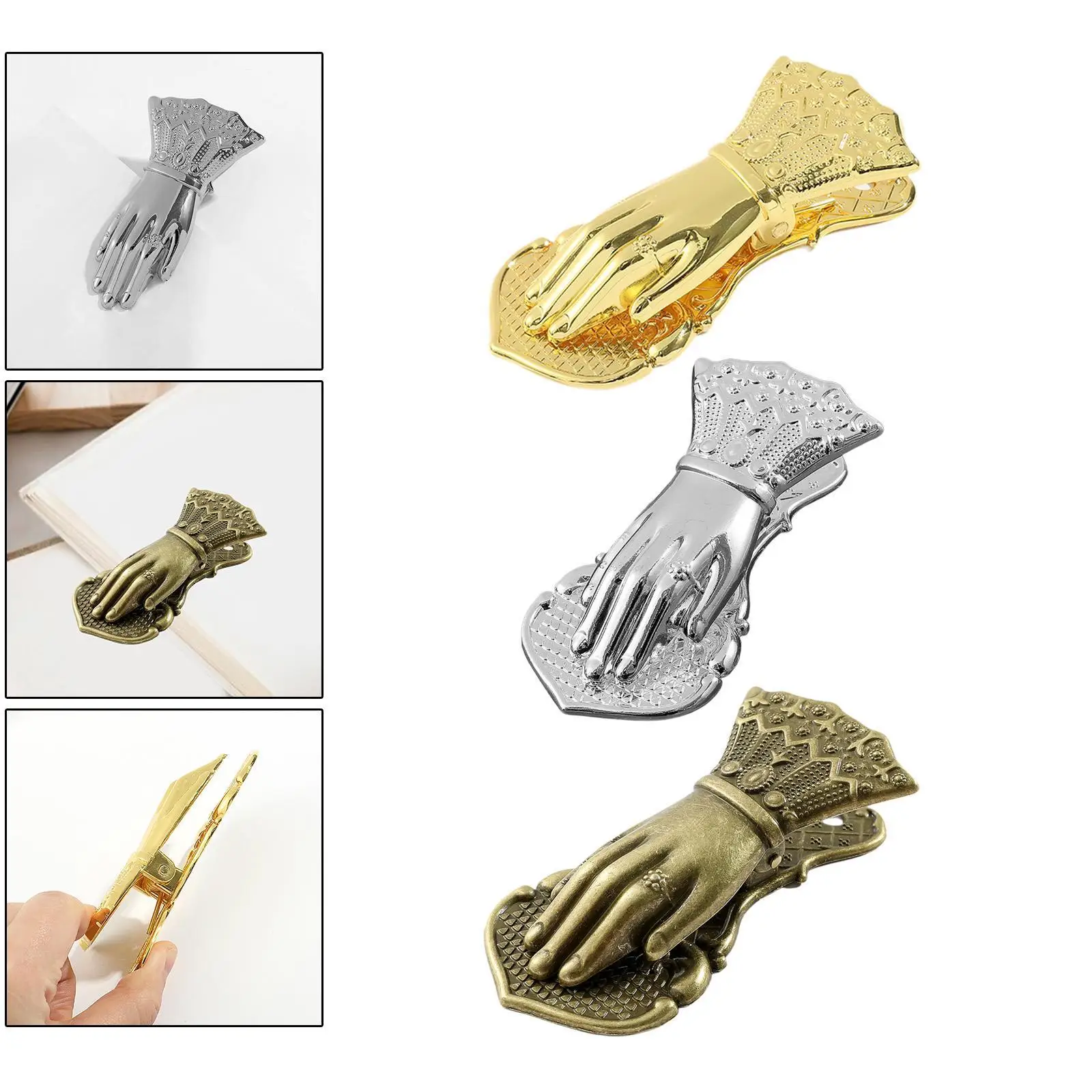 

Vintage Hand Shaped Paper Clip Decoration Metal Multipurpose Retro Birthday Gift Journal Clip for Home Office Reading Journaling