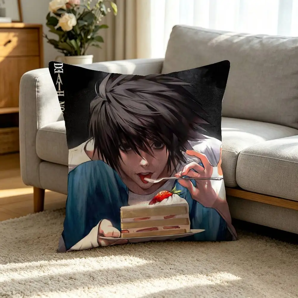 Anime D-Death Note L-Lawliet Square Double-Sided printed Pillow Case Bedroom Bedside Pillow Sofa Cushion Cover 6