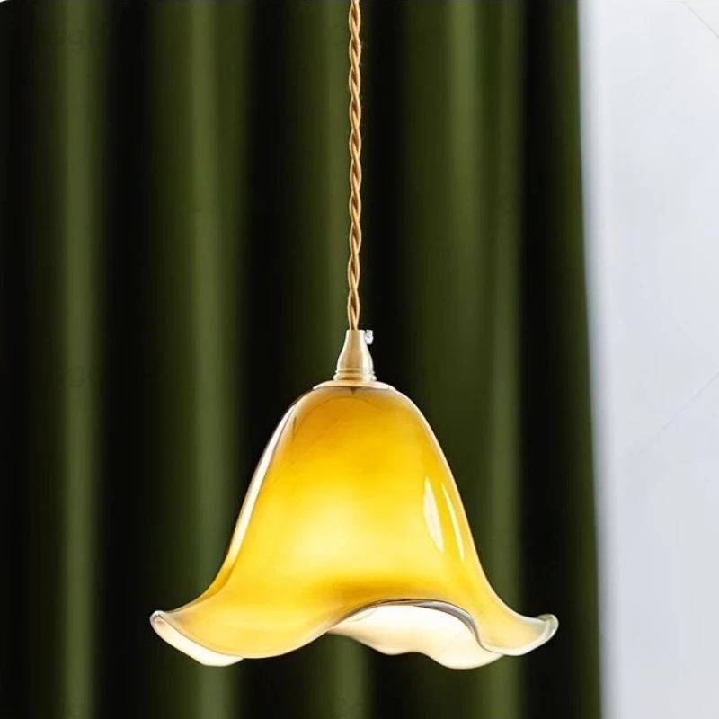 الإبداعية التدرج الأخضر الزجاج قلادة أضواء الرجعية السرير تنورة صغيرة شكل تصميم مطعم جو مصابيح معلقة دراسة