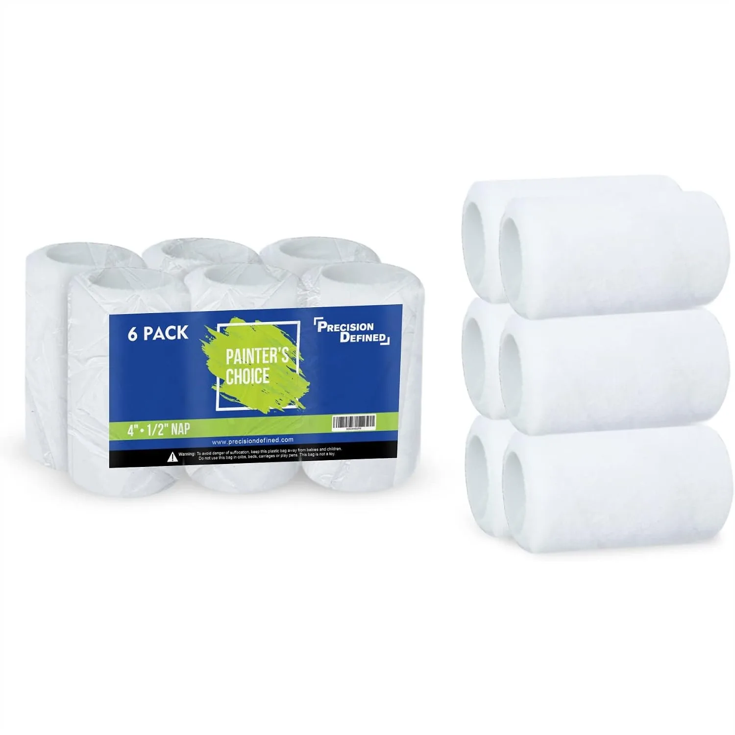 

4-Inch Paint Roller Covers 6-Pack for Smooth Finish on Walls and Home Renovations