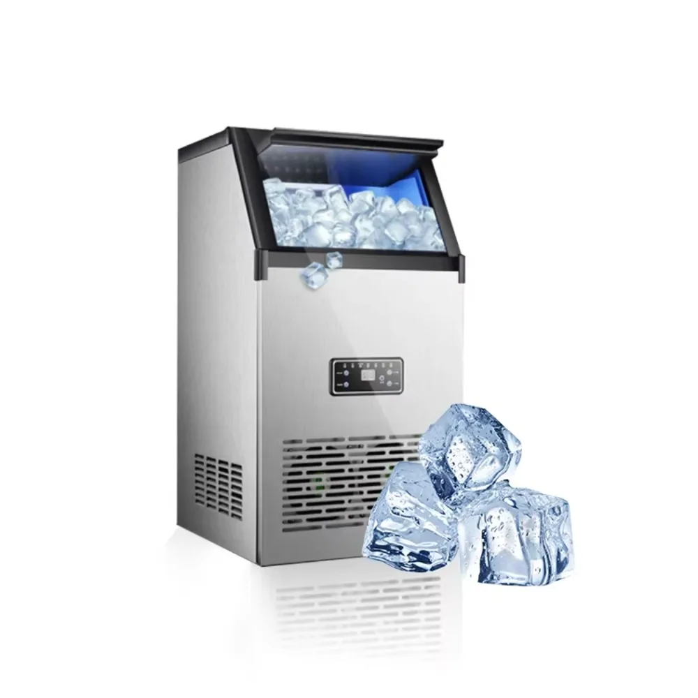 Commercial Ice Maker Machine for Restaurant Bar Hotel, Air-Cooled Countertop Cube Ice Maker with Stainless Steel Interior