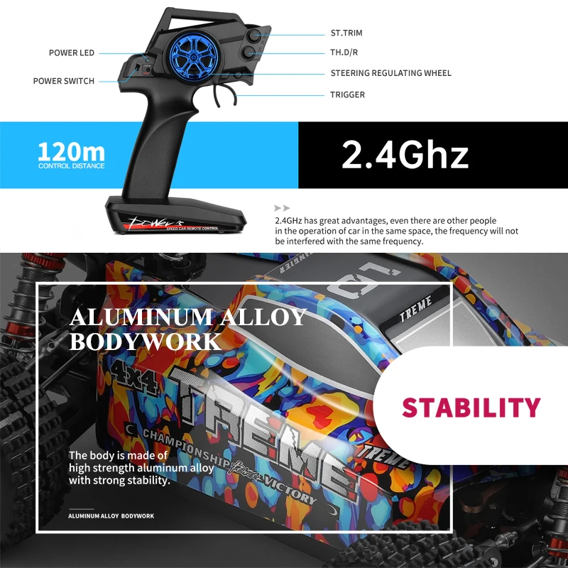 WLtoys 184016   75 KM/H 2.4G RC 자동차 브러시리스 4WD 전기 고속 오프로드 원격 제어 드리프트 장난감 어린이 경주