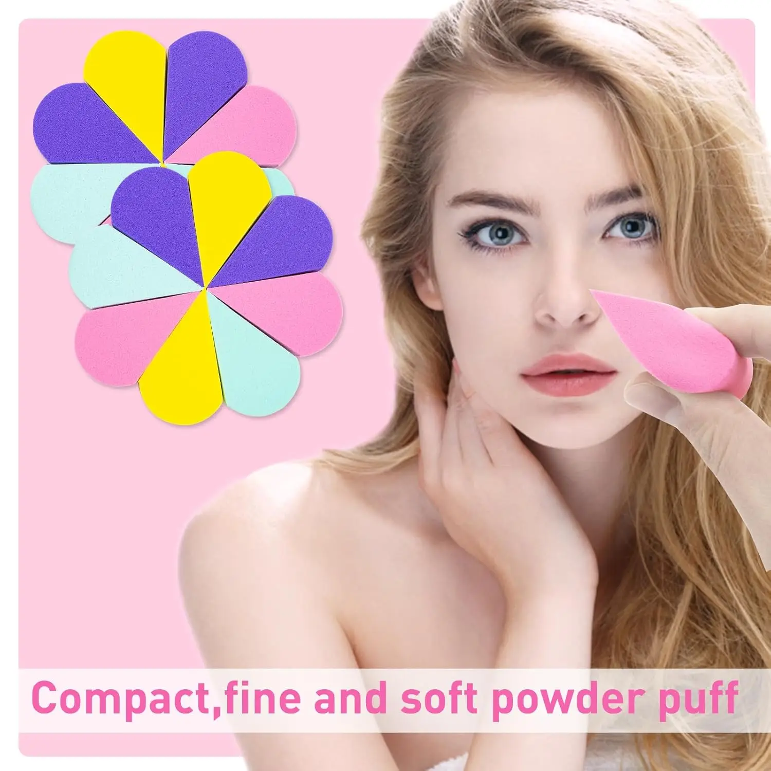 Set di spugne per trucco da 16 pezzi: frullatori di bellezza senza lattice per fondotinta e polvere, strumenti cosmetici multiforma