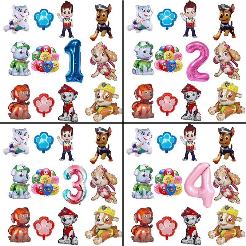 Globo de perro Paw Patrol Chase Skye, decoración de fiesta de cumpleaños para niño y niña, globo de película de aluminio, suministros para fiesta infantil