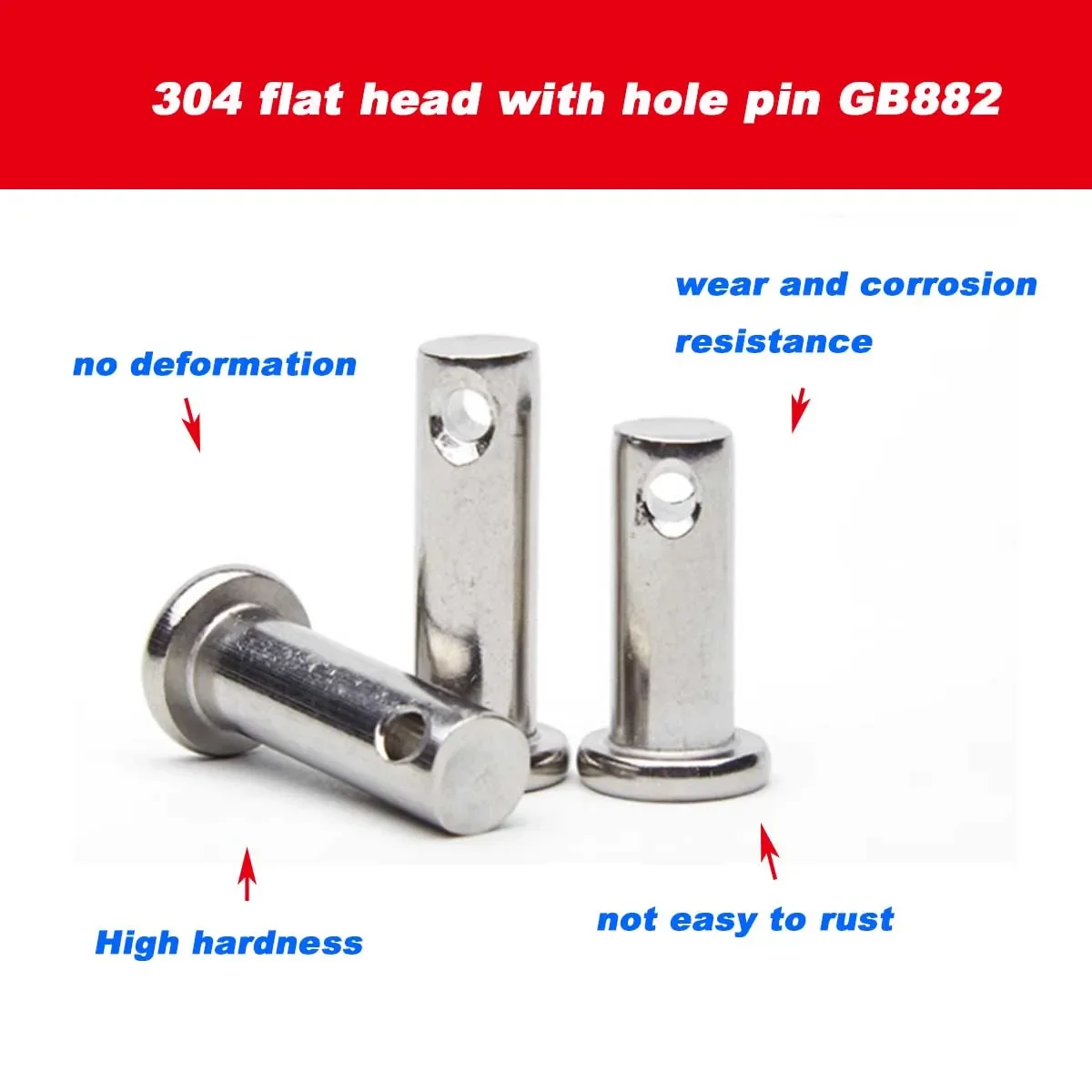 304 Stainless Steel Perforated Pin Shaft/ Flat Head Cylindrical Positioning Pin