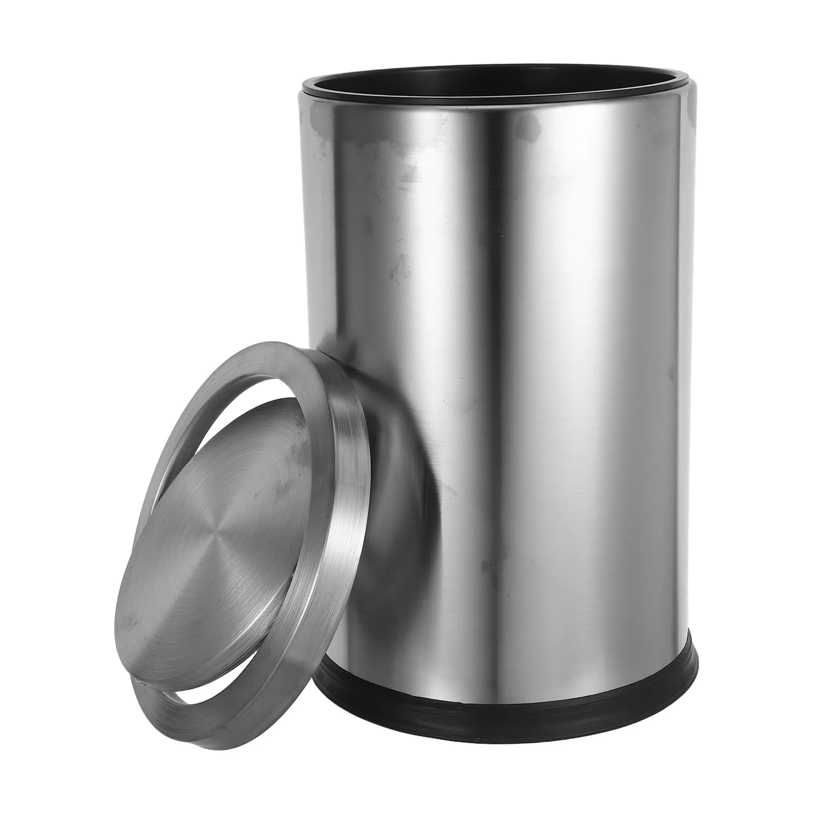 

Stainless Steel Kitchen Trash Can Round Cylindrical Garbage Bin for Bathroom Bedroom Hotel Home Office Odor Control Wastebasket