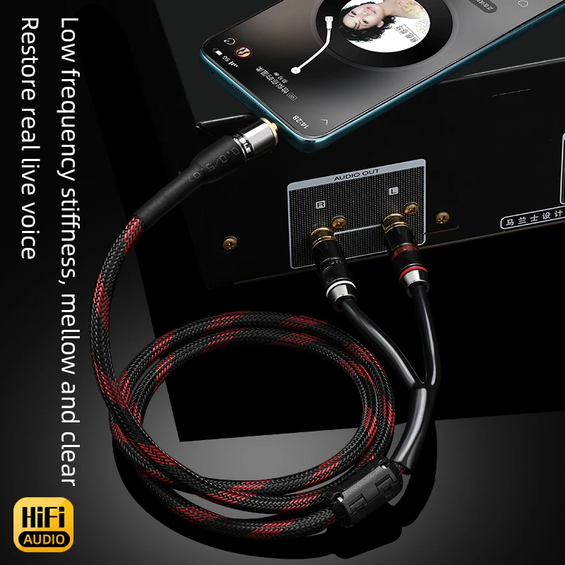 HIFI 3.5mm to 2 RCA Audio cable 3.5MM male to 2 Rca Male 0.5m,1m,1.5m,2m,3m,5m Stereo Cable for iPhone MP3 DVD Amplifier