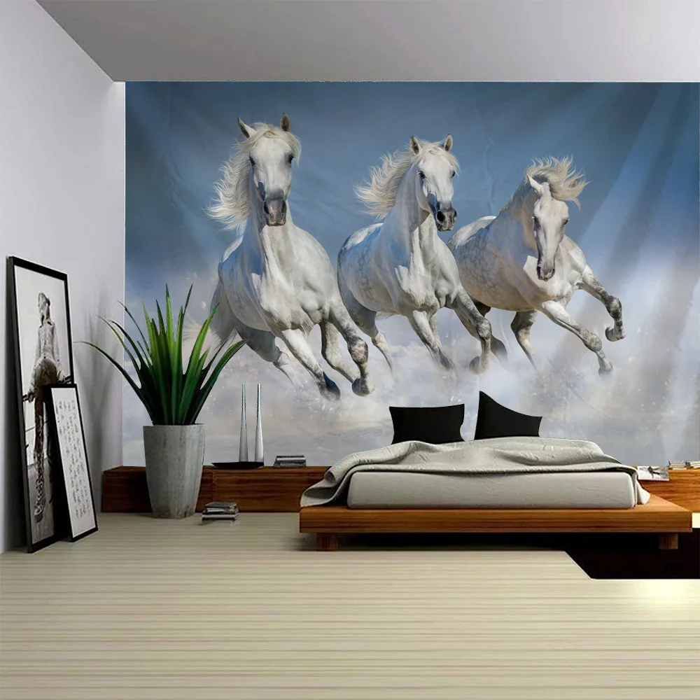 Horse 3d printing big tapestry wall hanging polyester cloth home decoration mandala bohemian hippie room wall decoration
