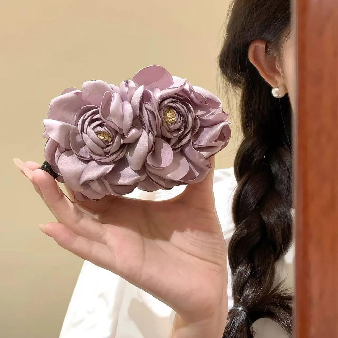 

1 шт., супер бессмертная атмосфера, зажим с цветком камелии, женский зажим для волос на затылке, вертикальный зажим, заколка для волос с цветком, заколка для волос, расширенная