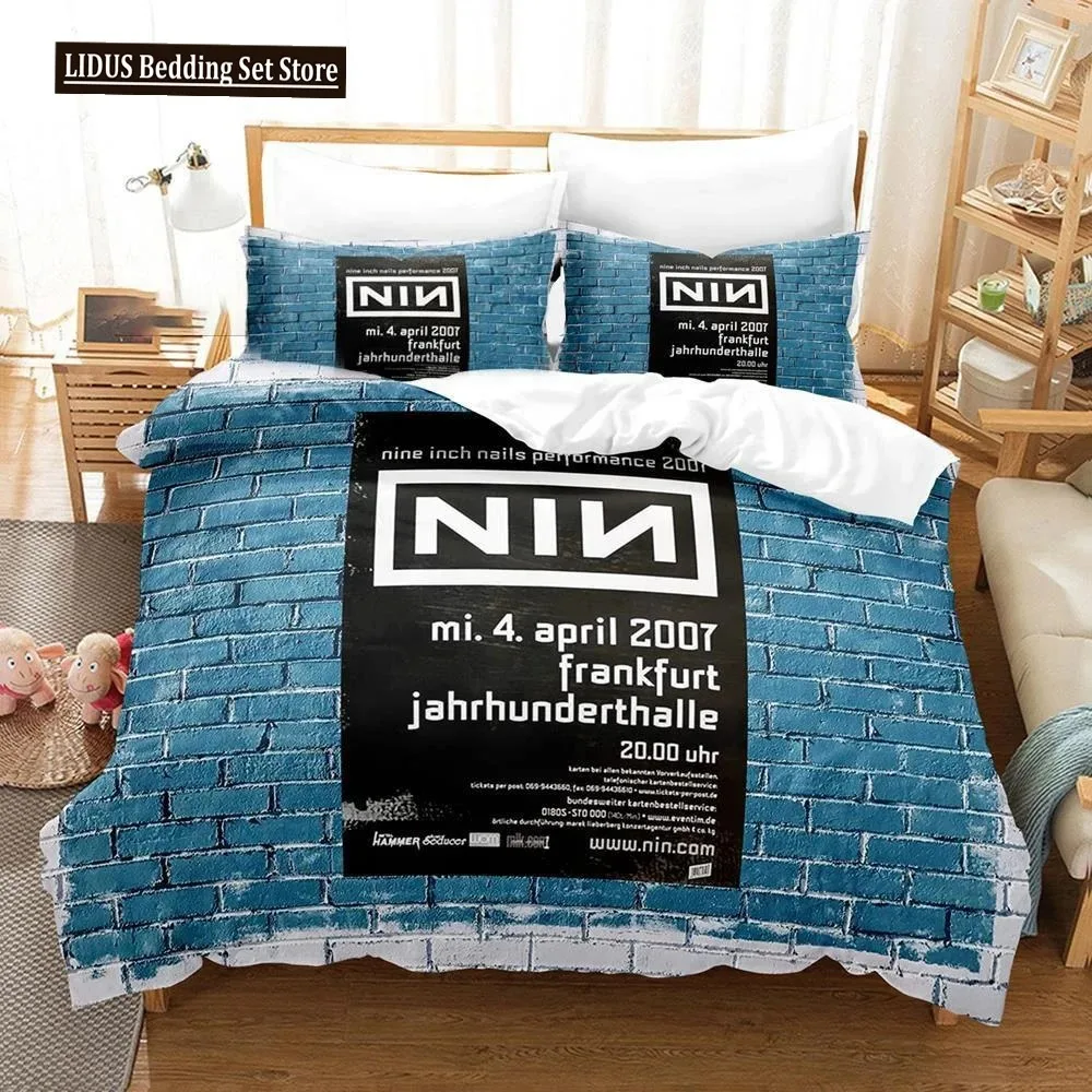 

3D Printed Nine Inch Nails NIN Bedding Set Duvet Cover Bedroom Comforter Single Twin King Size Quilt Cover Home Textile 2-3PCS