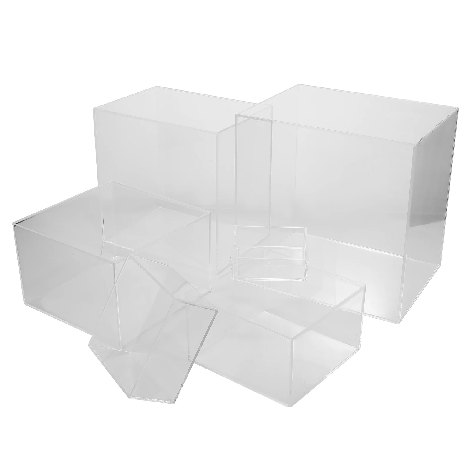 

6 шт., акриловая витрина в виде куба, коробка высокой четкости для ювелирных изделий, коллекционирования, произведений искусства, торта, ремесла, безделушки, столешница, подставка