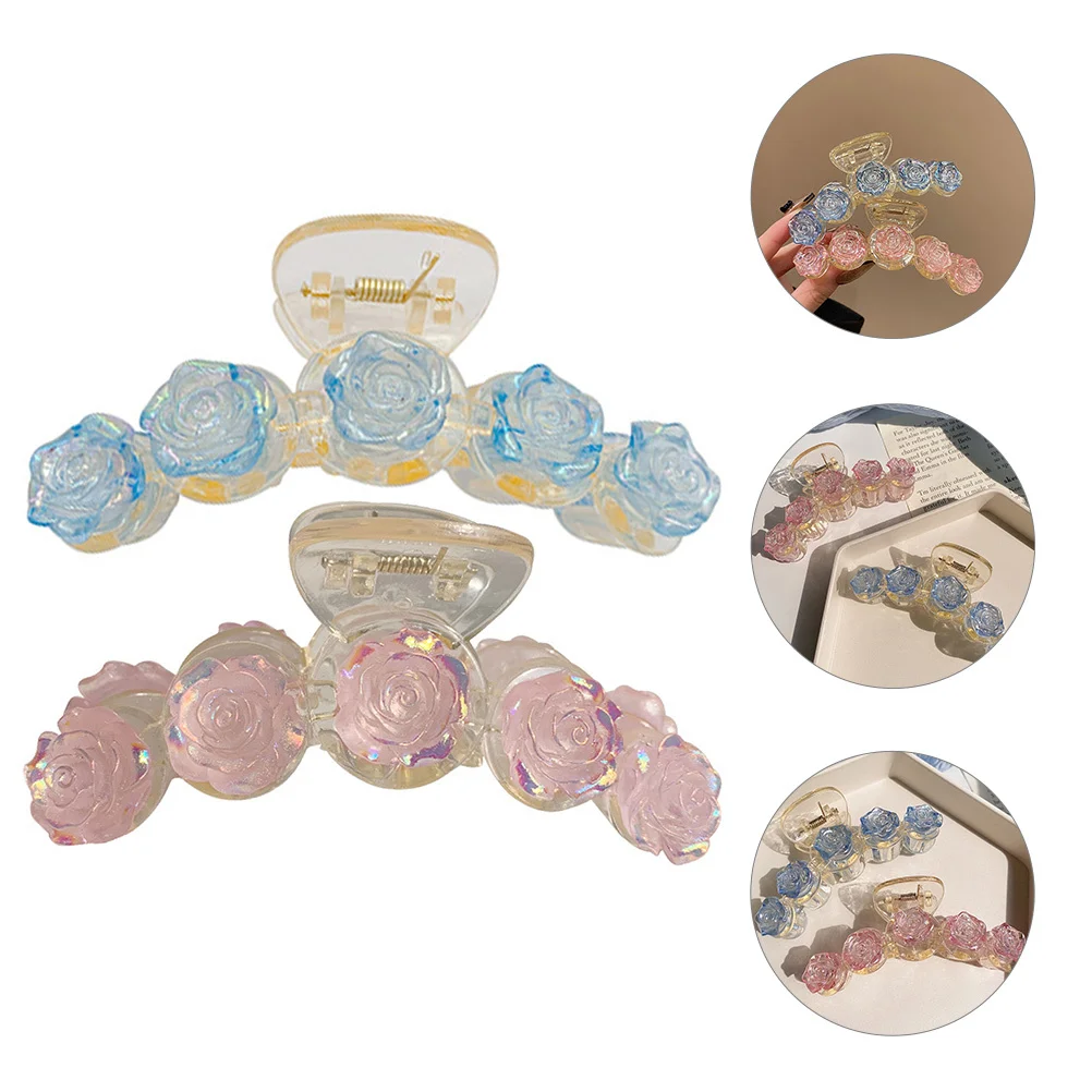 

2Pcs Camellia Hair Jaw Clips Stylish Flower Accessories for Thick Thin Hair Bath Face Wash Elegant Styling Tool