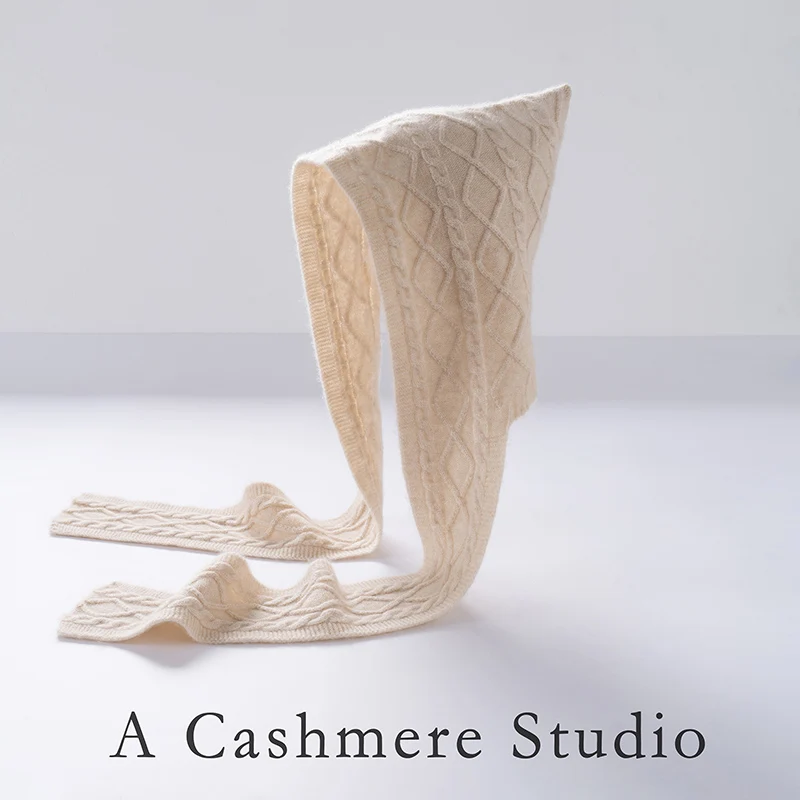 Cashmere Balaclava Knitted Hoodie with Scarf Cashmere Winter Thick Hat Children's Hat Women's Warm Ear Protection Hat