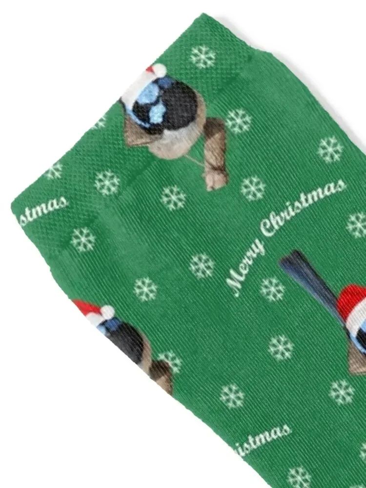 Merry Christmas Superb fairy-wren Socks hiphop heated winter Socks Male Women's