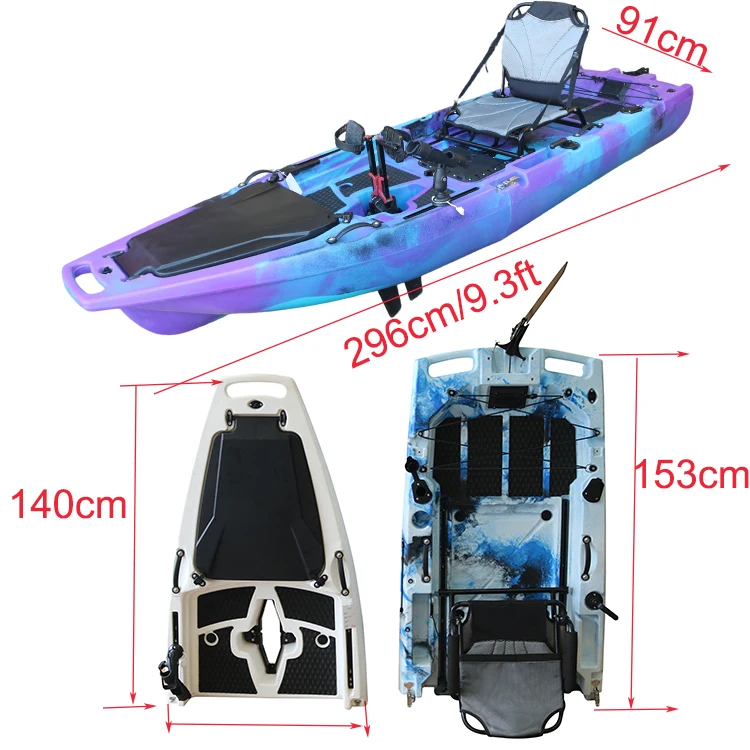 Pedal Fishing Kayak, 9 Foot 1 Person Solo, Hands-Free Pedal Drive, Heavy Duty HDPE Hull, for Ocean Lake River Angling Touring