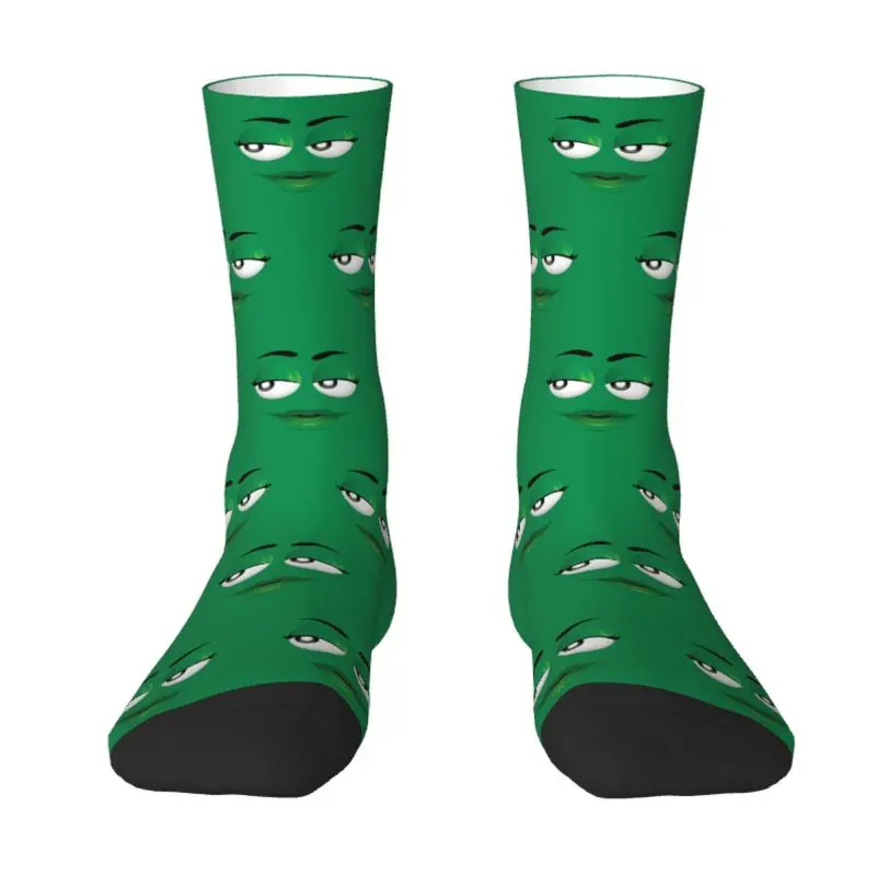 

Cool Print Cartoon Chocolate Green Candy Faces Socks for Women Men Stretchy Summer Autumn Winter Crew Socks