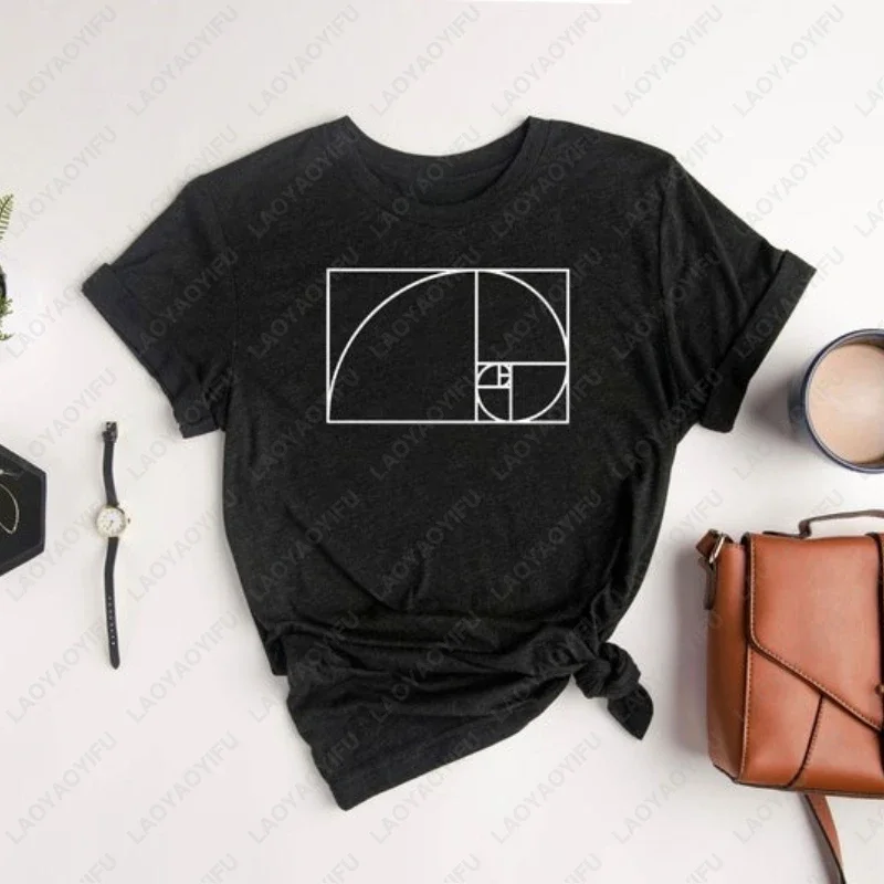 Fibonacci Spiral Golden Ratio Math Cotton TShirt Men Women Trending Simple Style All Match Tees Mathematics Casual Novelty Tops