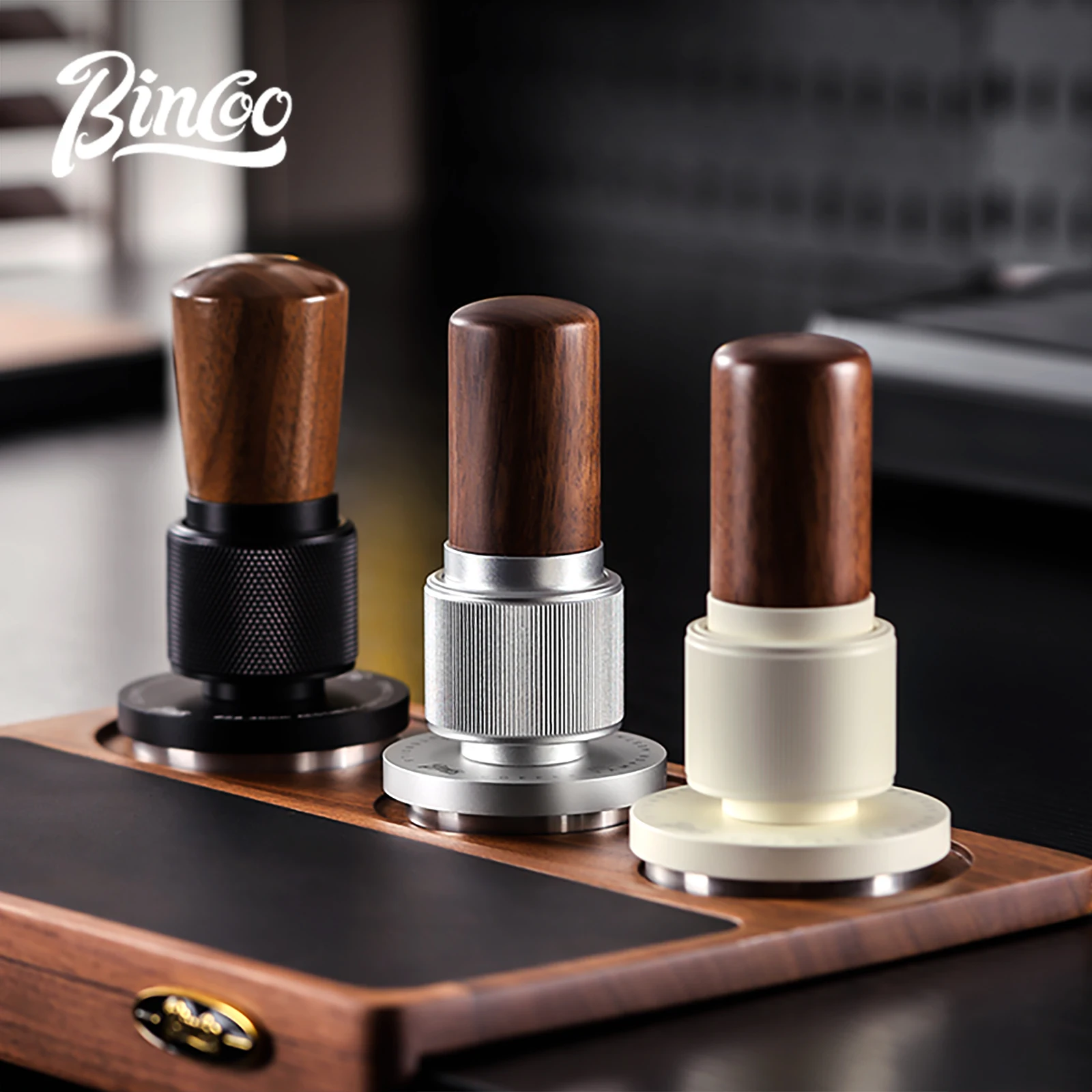 

BINCOO 51/58mm 30Ib Impact Constant Pressure Coffee Tamper Stainless Steel Base Anti-Rust Wood Handle Barista Espresso Tools