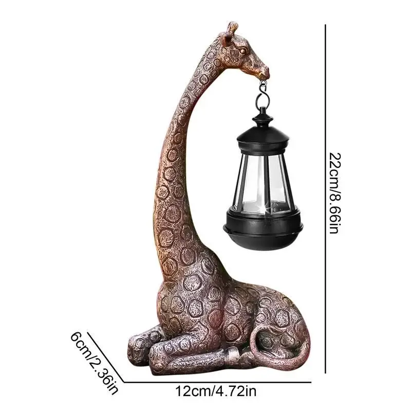 Schattige Giraf Solar Light Tuin Standbeeld Dier Beeldje Lantaarn Giraffe Sculptuur Dierlijk Hars Standbeeld Achtertuin Kunst Ambachtelijke Ornament