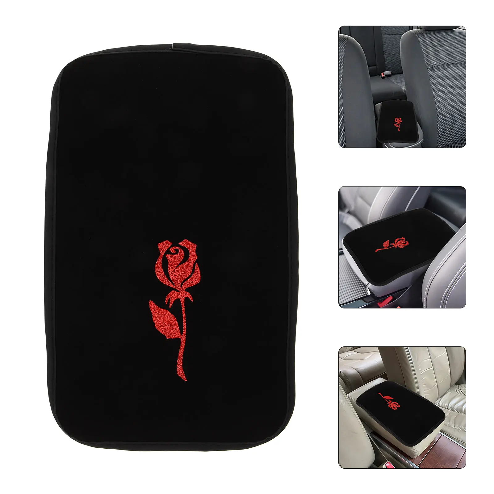 

Pu Car Armrest Box Cushion Rose Print Center Console Pad Comfortable Ergonomic Mat For Suv Car Interior Decor Cover
