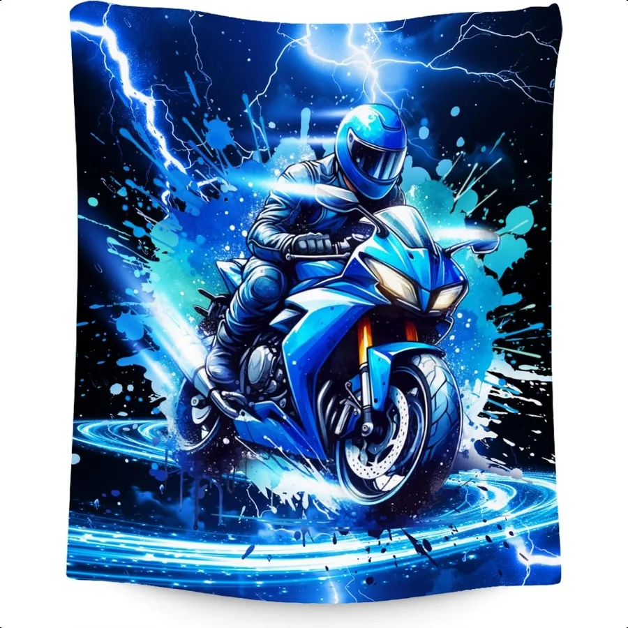 

Boys Blanket Motorcycle Blankets for 40x50 Inches Soft Flannel Dirt Bike Throws for Chair Gifts for Toddler Son