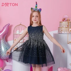 DXTON Sleeveless Princess Dresses Summer Children Party Wedding Clothing Elegant Kids Dress  Blingbling Premium Girls Costume