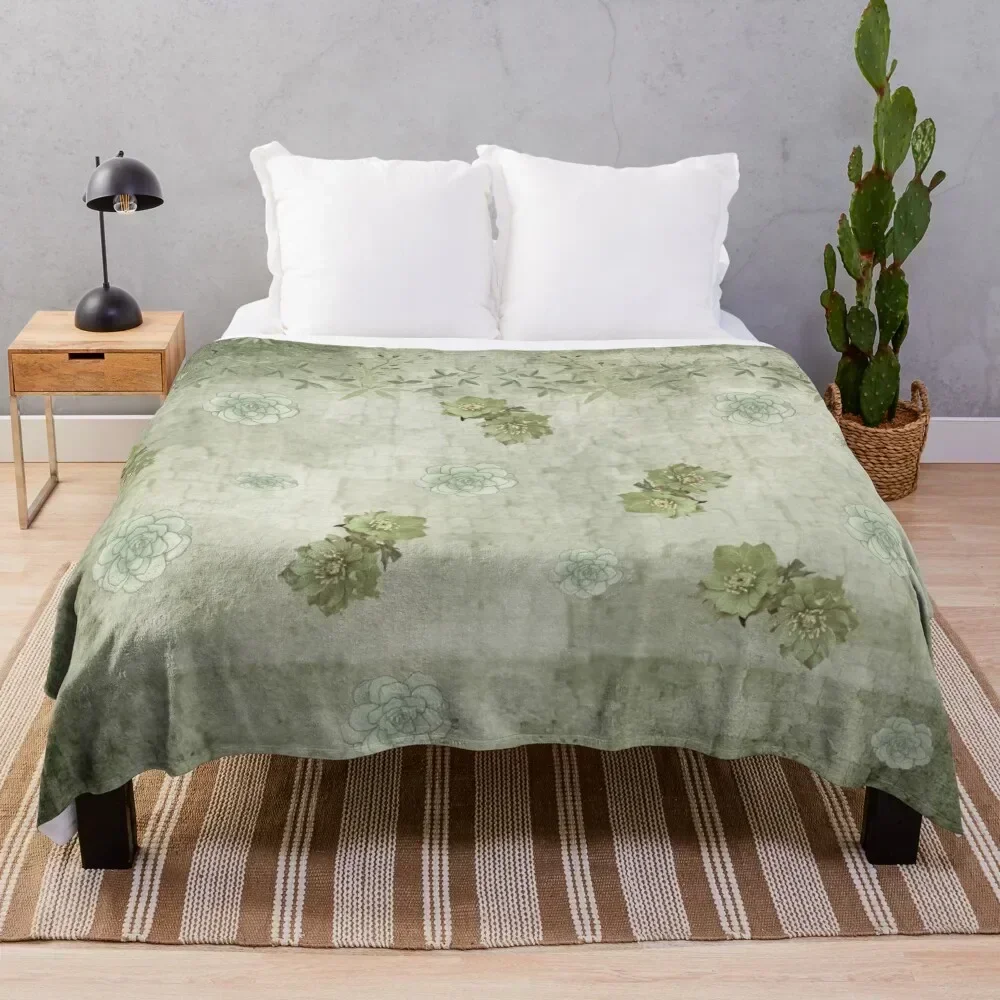 

Sage Green Wallflowers Throw Blanket Sofa christmas gifts Blankets Sofas Of Decoration Soft Big Blankets