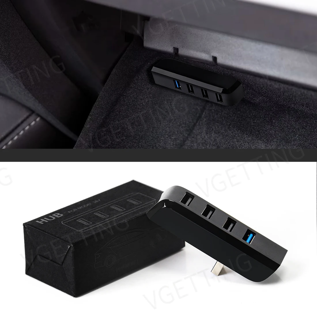 1 Pc Car Glove Box Dock di espansione per Tesla Model 3 Model Y 4-in-1 USB Hub Extender Power Splitter Upgrade adattatore di trasferimento dati