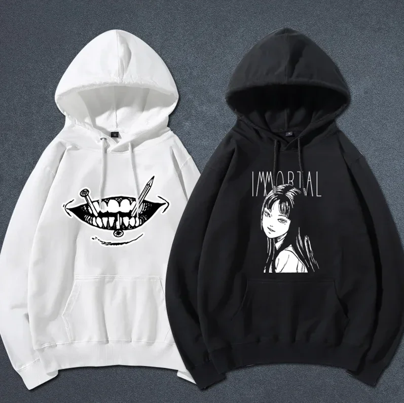 

Мужская и женская толстовка с капюшоном и принтом комиксов Ito Junji Fifth Person, осенне-зимняя, высококачественная, свободного кроя, с длинными рукавами