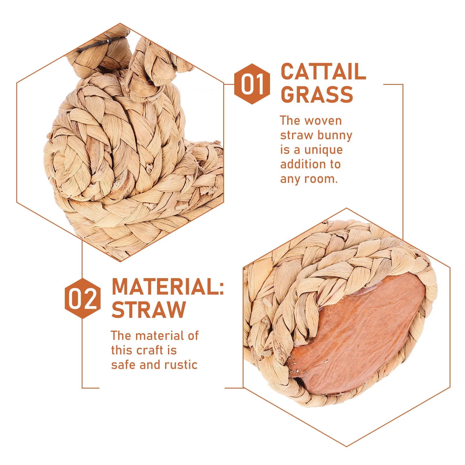 

Easter Rustic Straw Woven Farmhouse Desktop Ornament Party Decor Gift Statue Woven Bunny Craft Small Rabbit