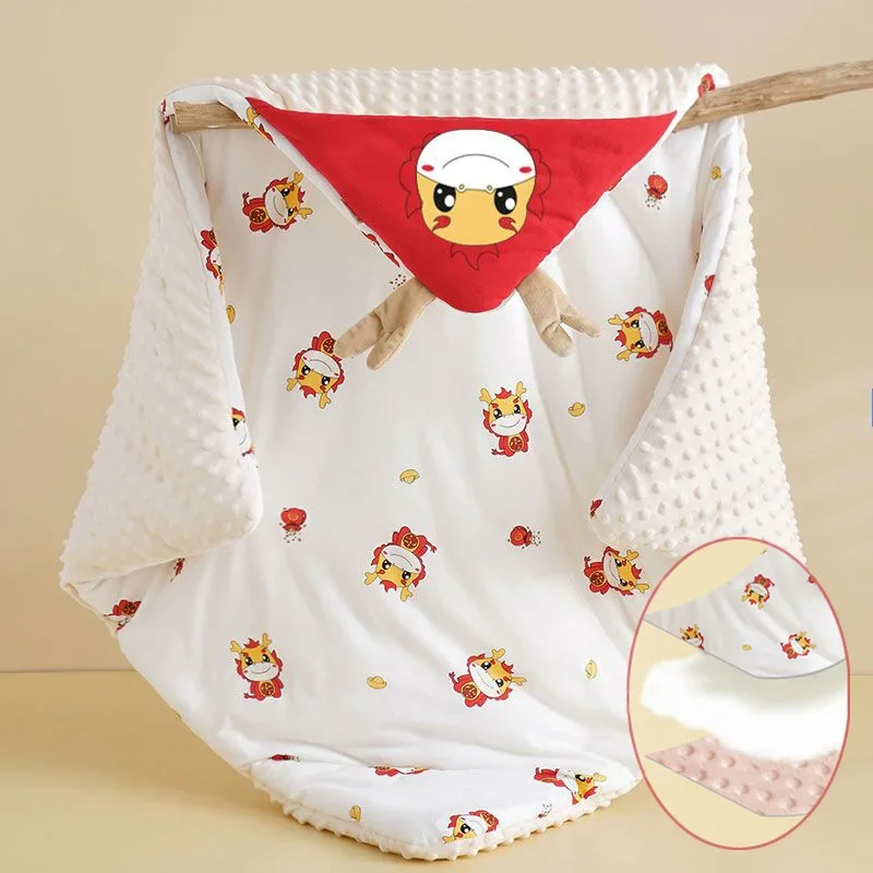

Baby Bean Blanket Newborn Cartoon Bag Windproof Dual Purpose Thick Bath Towel Warm Blanket Baby Quilt Baby Products