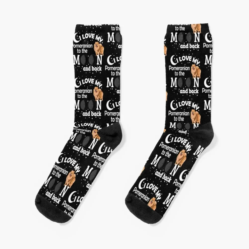 

I Love My Pomeranian to The Moon And Back - Christmas And Birthday Gift Ideas Socks warm winter custom Boy Child Socks Women's