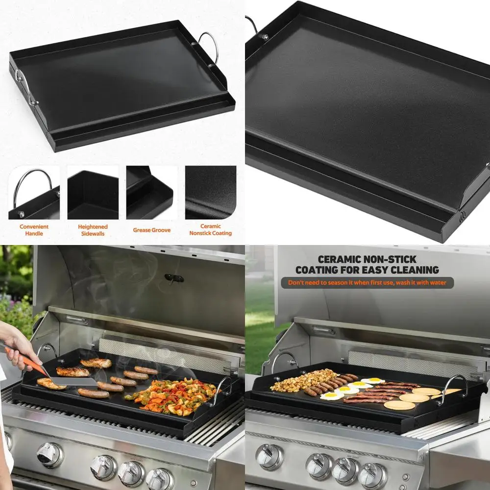 

Антипригарная сковорода для приготовления пищи на открытом воздухе с ручками, 23x16, подходит для угольных и газовых грилей, с плоской поверхностью с керамическим покрытием