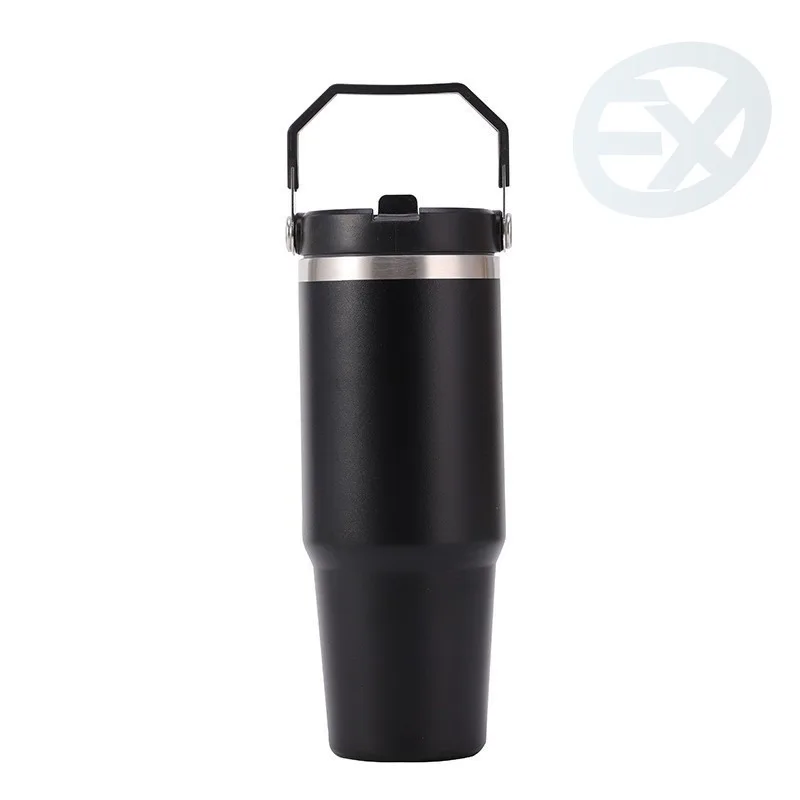 1 قطعة بهلوان فراغ مع غطاء الفولاذ المقاوم للصدأ زجاجة ماء محمولة مع مقبض المبهر معزول بهلوان حمل مقبض 20/40 أوقية