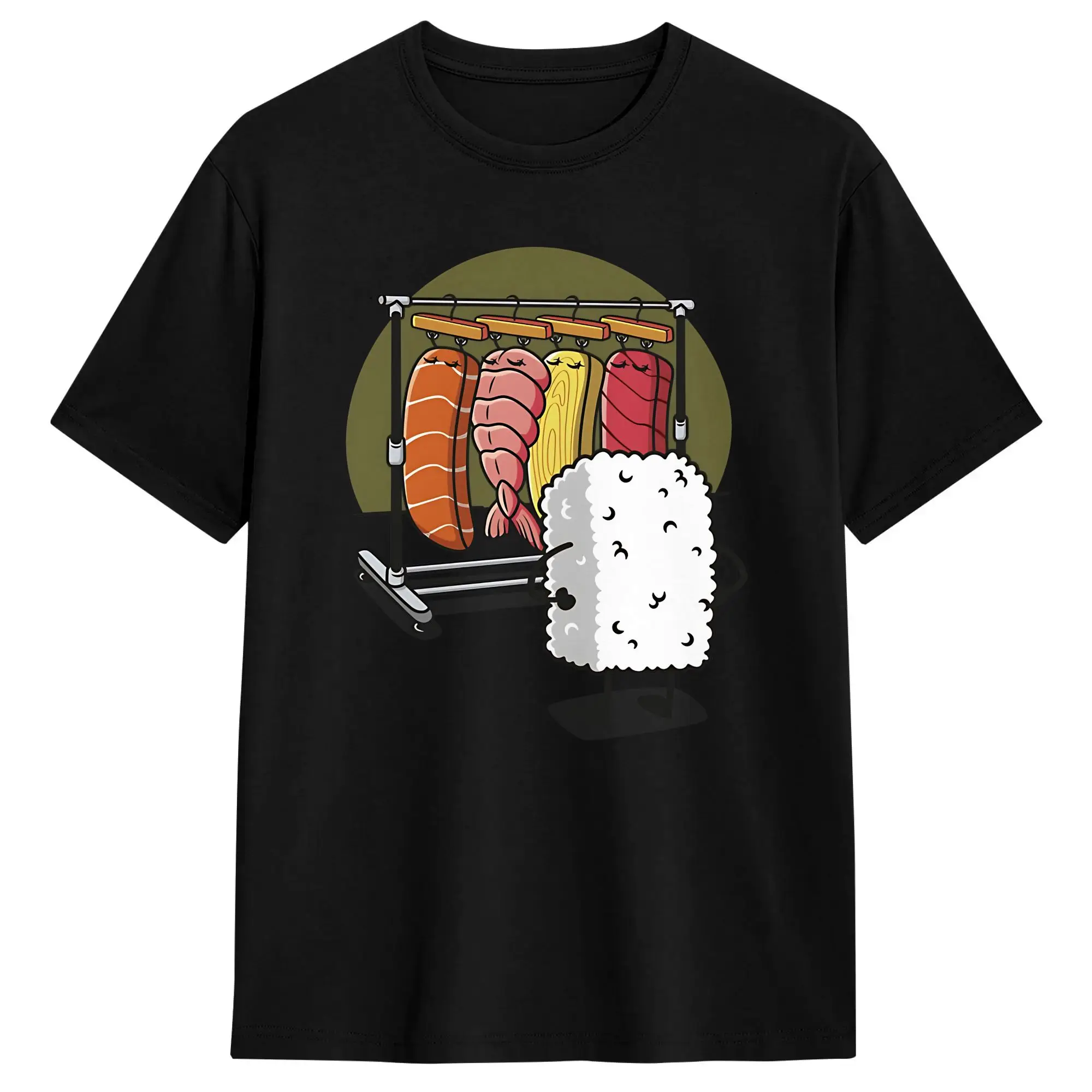 Vintage Sushi Wardrobe T Shirt Men's Cotton Short Sleeve  Round Neck Summer Top Tee