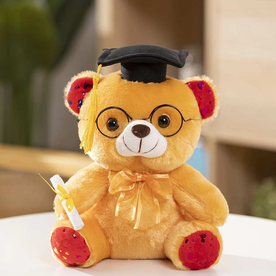 1 Piece 23cm Graduation Bear Plush Toy Cute Teddy Bear Soft Doll Boys Girls Students Graduation Gift