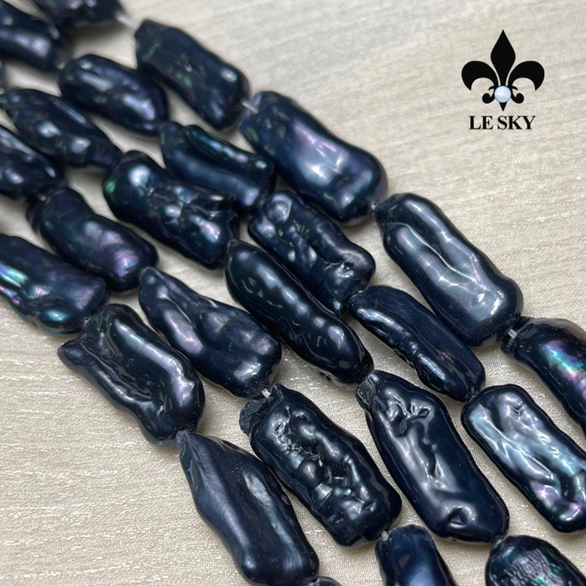 

LE SKY Black Baroque Pearl Bead Pipa Shape Natural Freshwater Pearl Loose Spacer Beaded for Making DIY Jewerky Necklace Bracelet