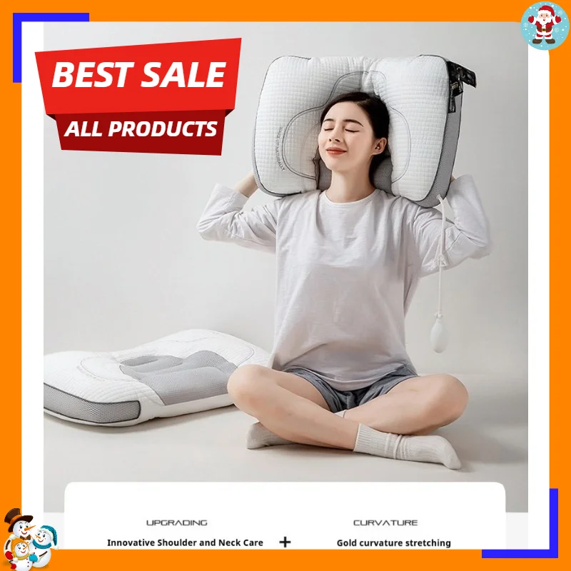 Memory Foam Neck Pillow Inflatable Travel Cervical Support for Sleep Comfort Ergonomic Rest