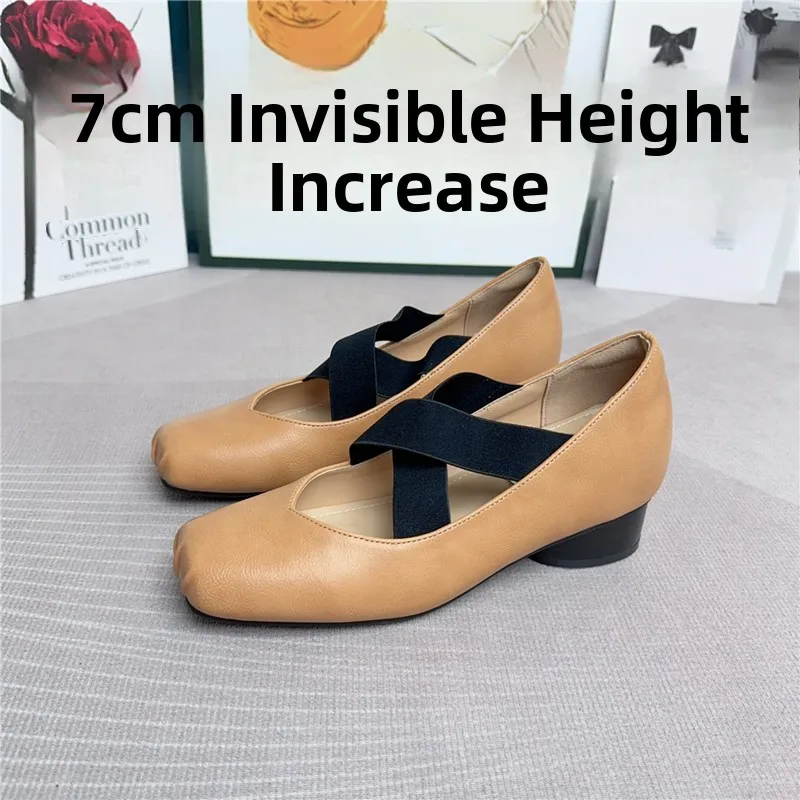 

Женские балетки Mary Jane: комфортные, мягкие, на высоком каблуке 7 см, с перекрестными ремешками, повседневные, для ежедневной носки