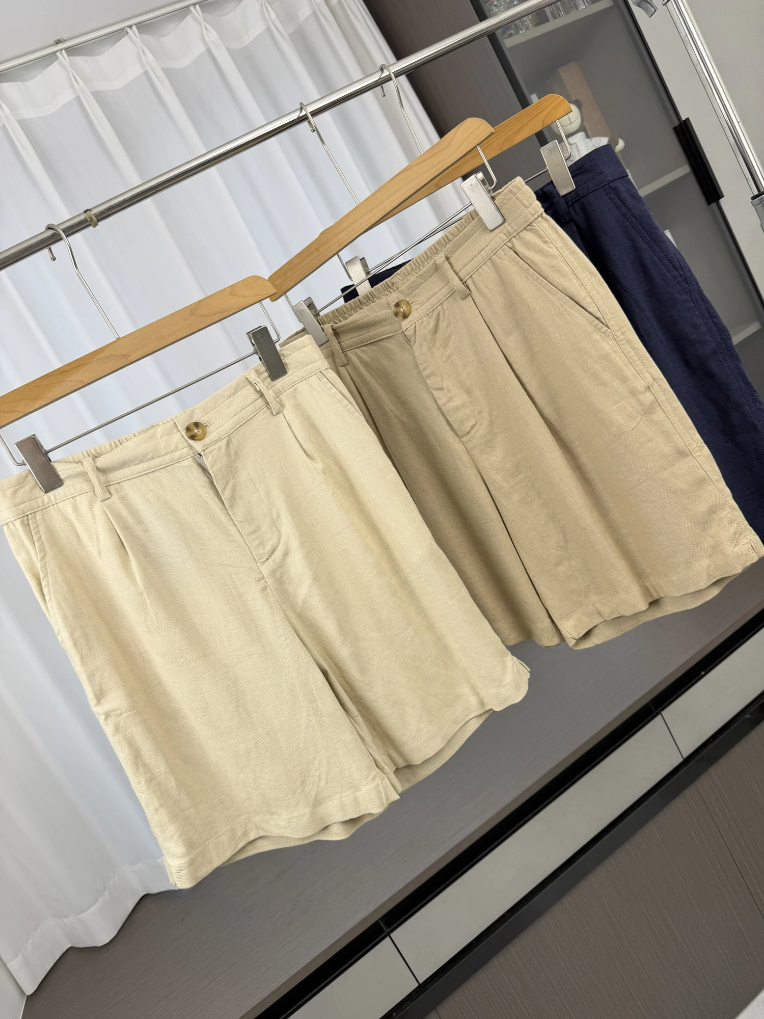 European High-End Cotton Linen Blend Men's Summer Breathable Washed Cool Comfortable Casual Shorts Loose Fit Short Length