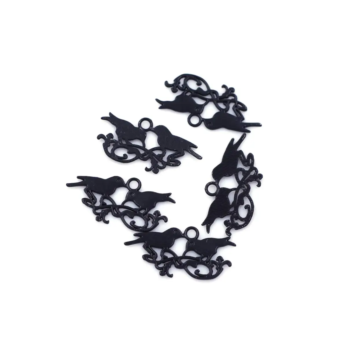 

50PCS Black Metal Charm Pendants Birds Standing on Branches 39x19mm Fashion DIY Handicrafts Accessories Handmade Materials
