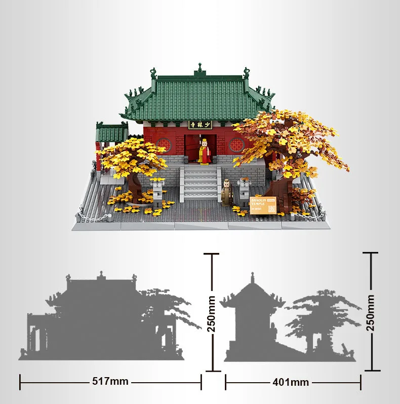 

Creative China Famous Historical Ancient Architecture Building Block Shaolin Temple Model Bricks Monk Figures Toys Collection