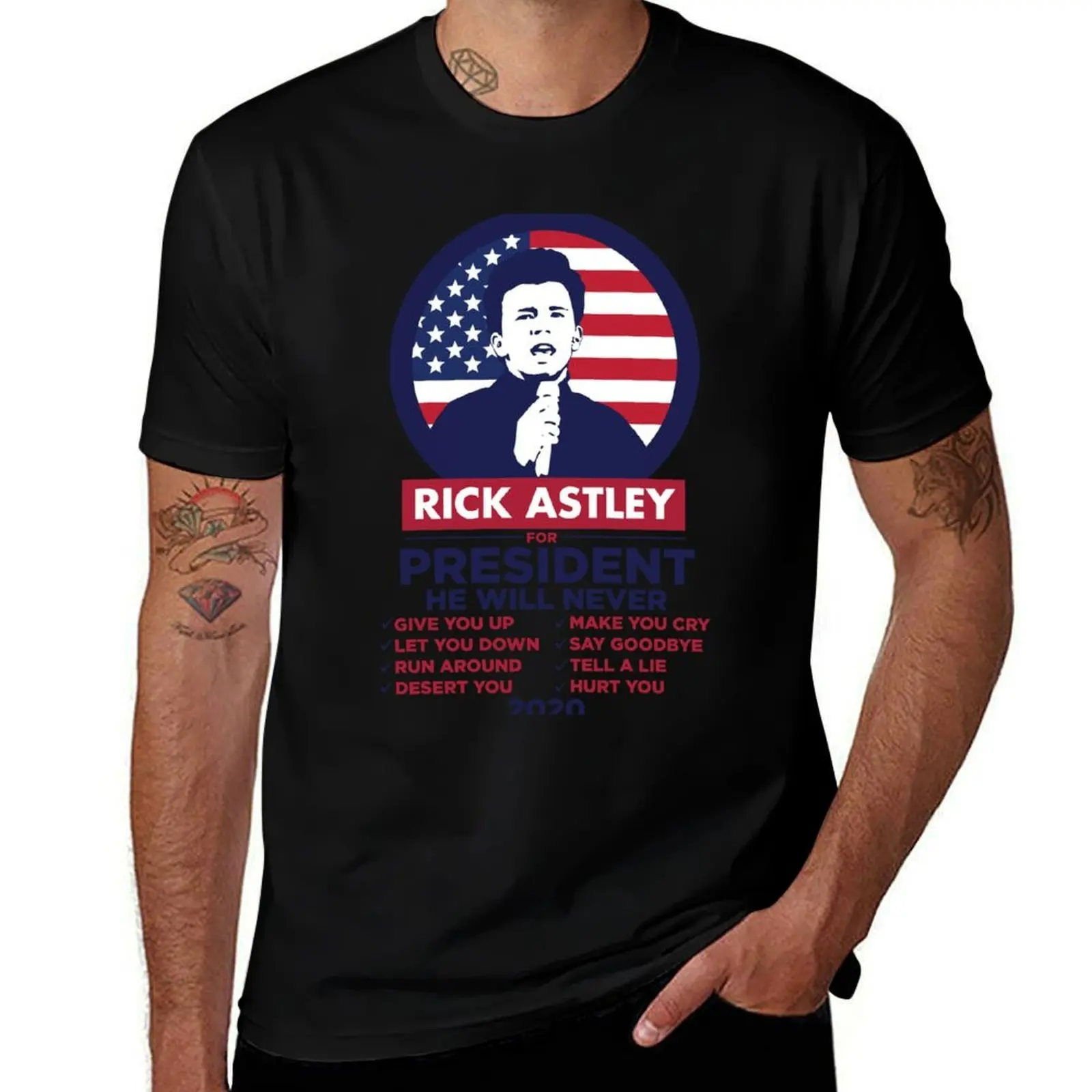 Rick Astley For President 2020! T-Shirt Utility Casual Work T-Shirt