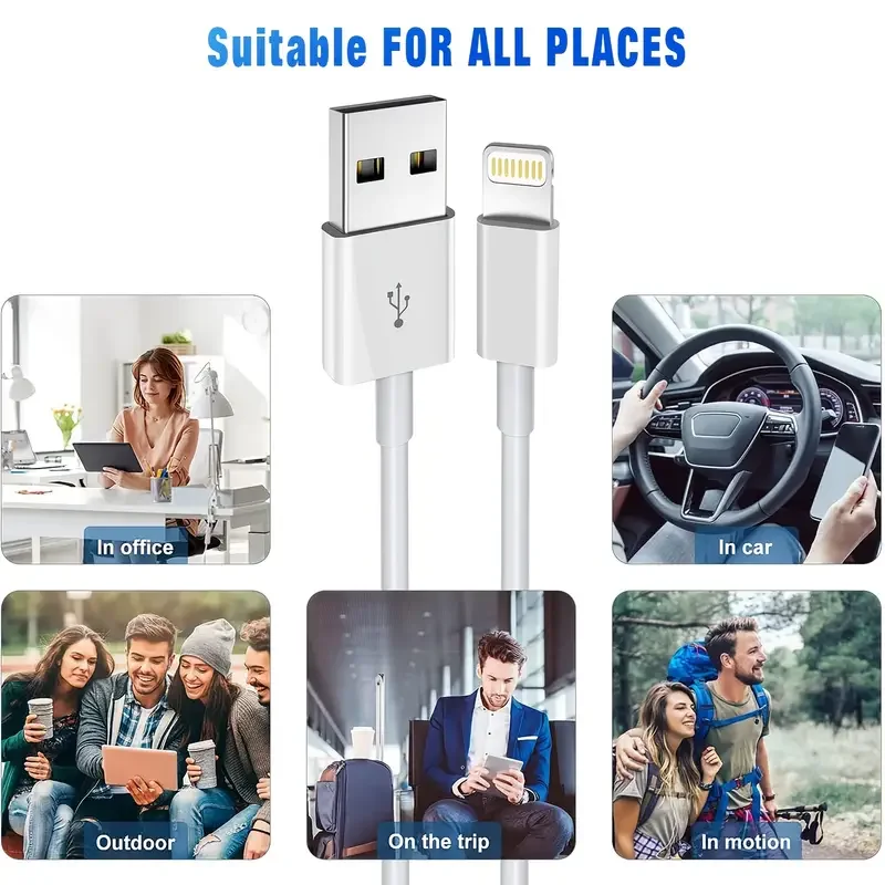 1 قطعة 3 قطعة MFi معتمد Carplay كابل شاحن سيارة الحبل USB A إلى البرق كابل شحن سريع آيفون 14 13 12 11 برو ماكس XR