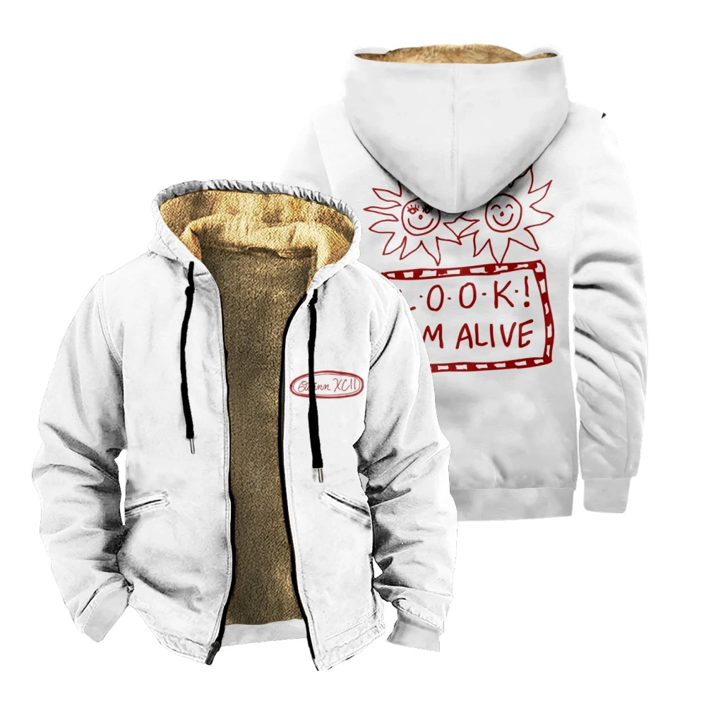

Quinn XCII Look I'm Alive Zipper Coat Unisex Long Sleeve Hooded Winter Jacket Streetwear Parka